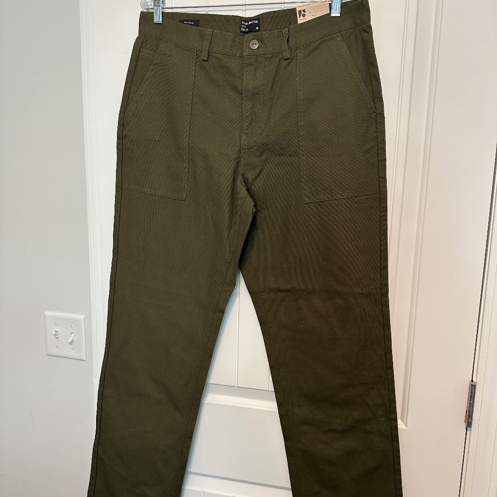 Frank & Oak Mens - Joey Fatique Pant Straight Fit In Fatique Green Size 36/34